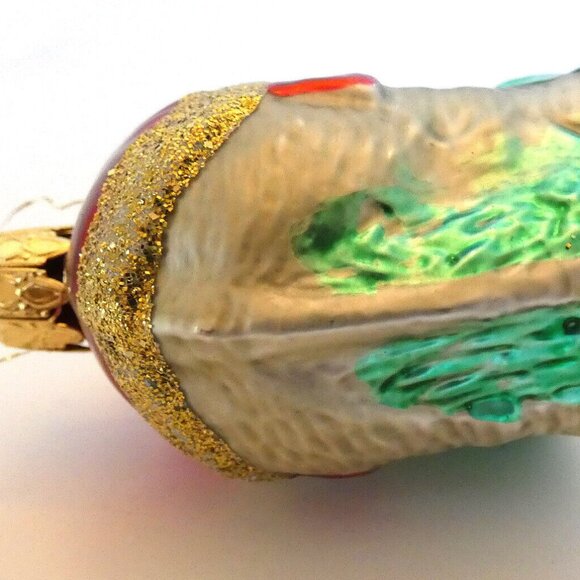 Vintage Blown Glass Elephant Ornament Silver Red Green Gold Glitter West Germany - Picture 7 of 7